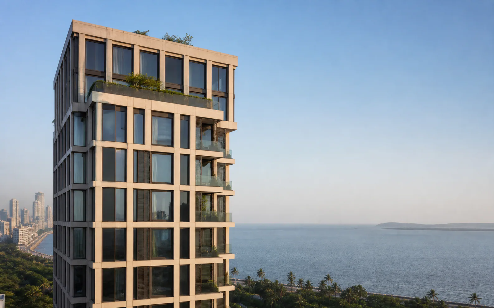Worli Pied-à-Terre tower and sea