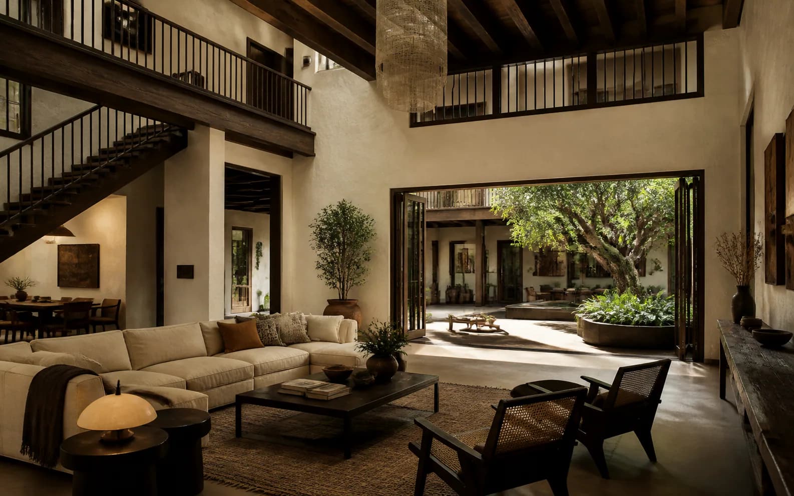 Courtyard Villa double-height living room