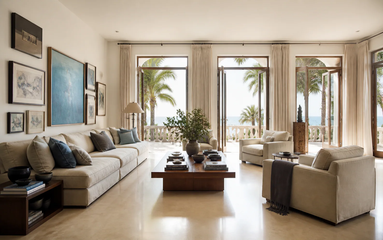 Seaface Villa coastal living room