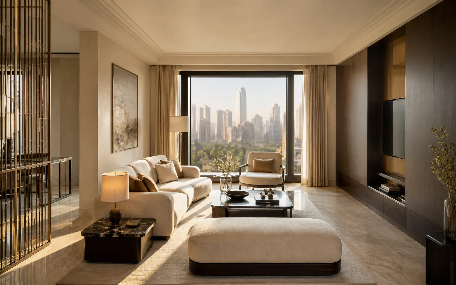 The Meridian sunlit living room